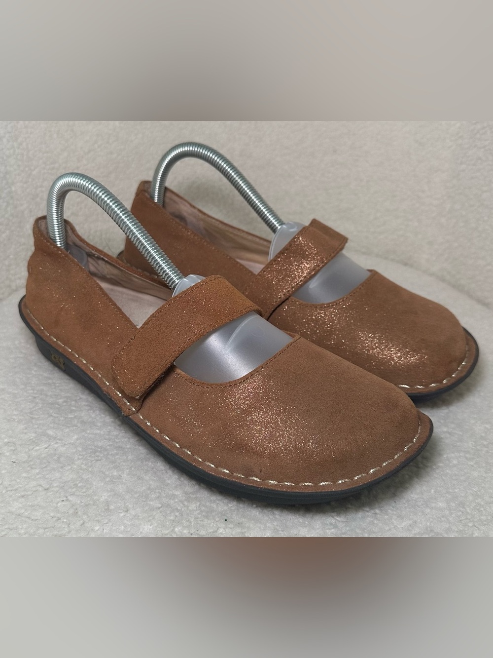 Alegria Feliz Mary Jane Comfort Clogs Glitter Brown Beige Boho Leather‎ 8.5 9